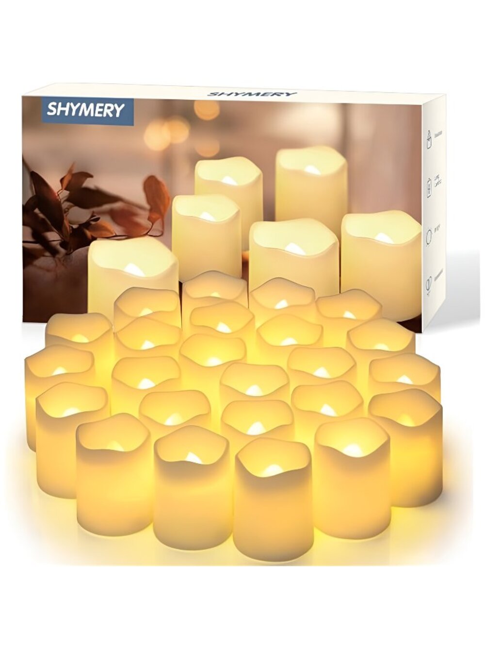 Flameless Votive Candles,Flameless Flickering Electric Fake Candle, 24 Pack